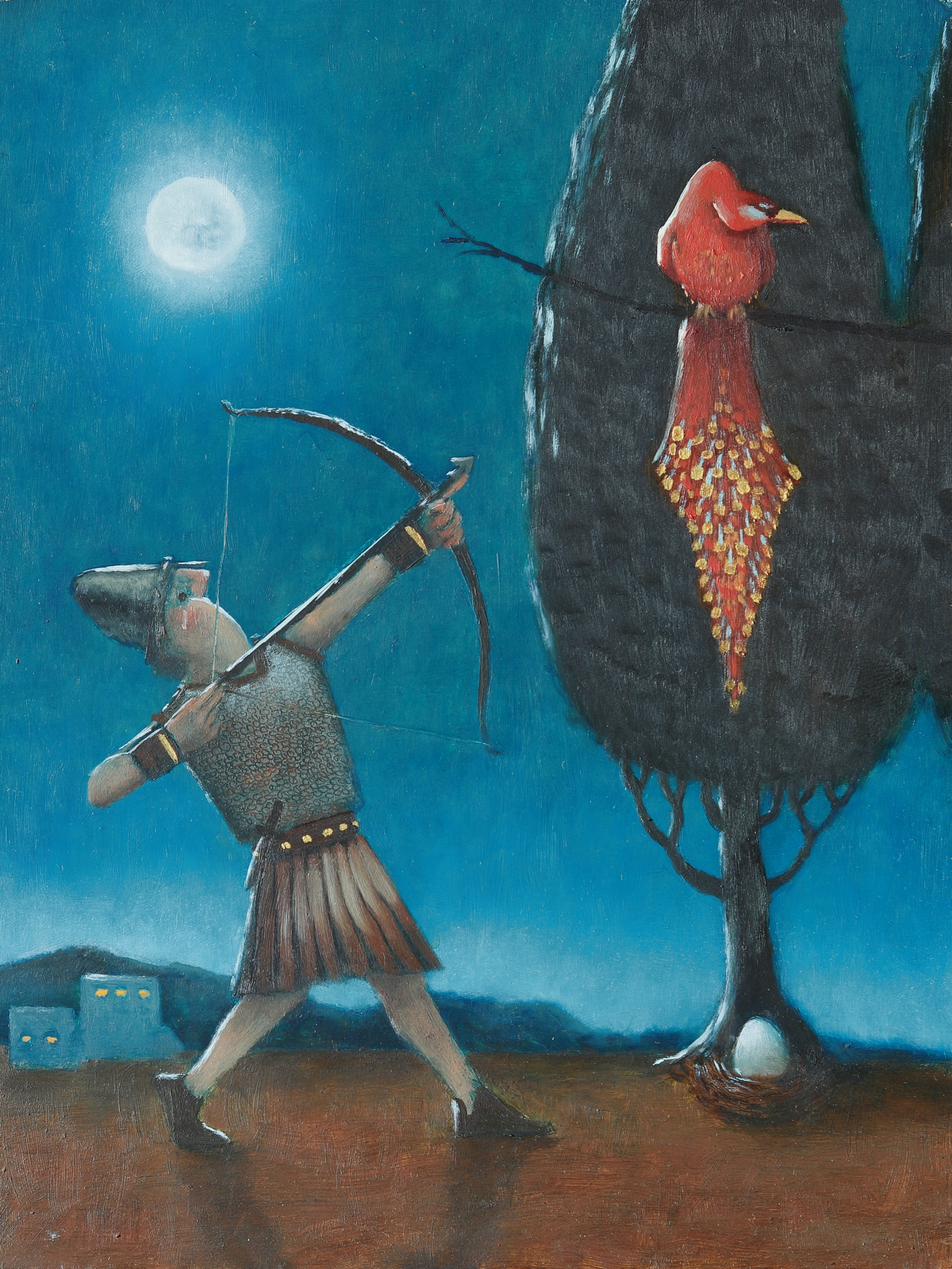 Het dilemma van de boogschutter (24x18cm)